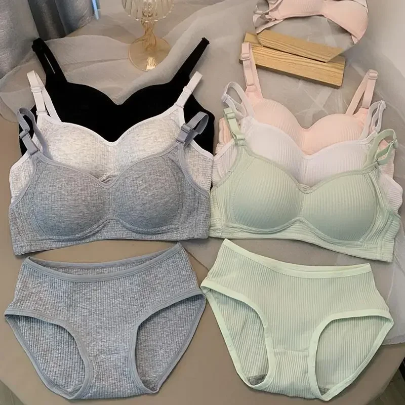 Bralette Triangle Set - Women Seamless Bra Sets Panties+Wire Free