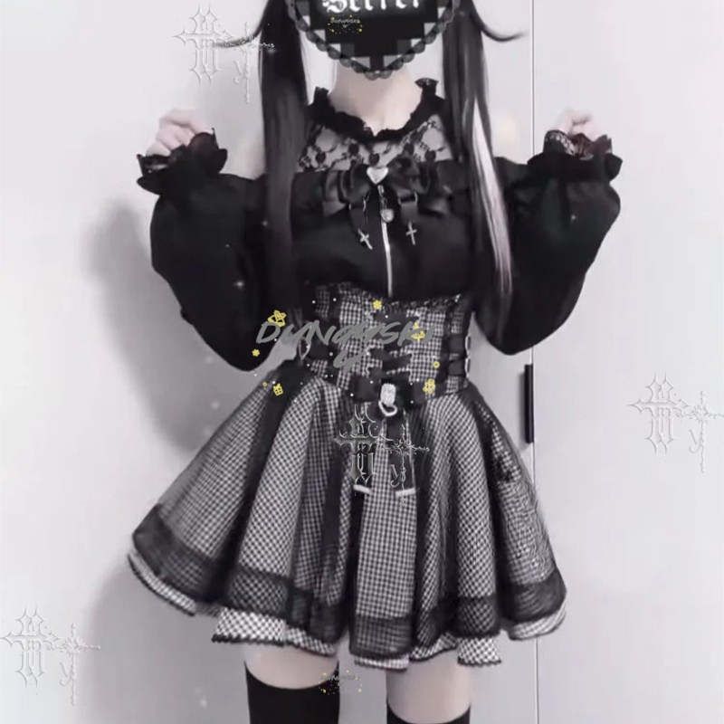 Blouse Off Shoulder - Japanese Style Y2K Gothic Lolita JK
