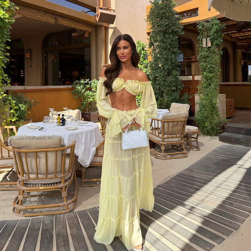 Vacation Chic Yellow Maxi Skir - Blouse Off Shoulder recension och pris