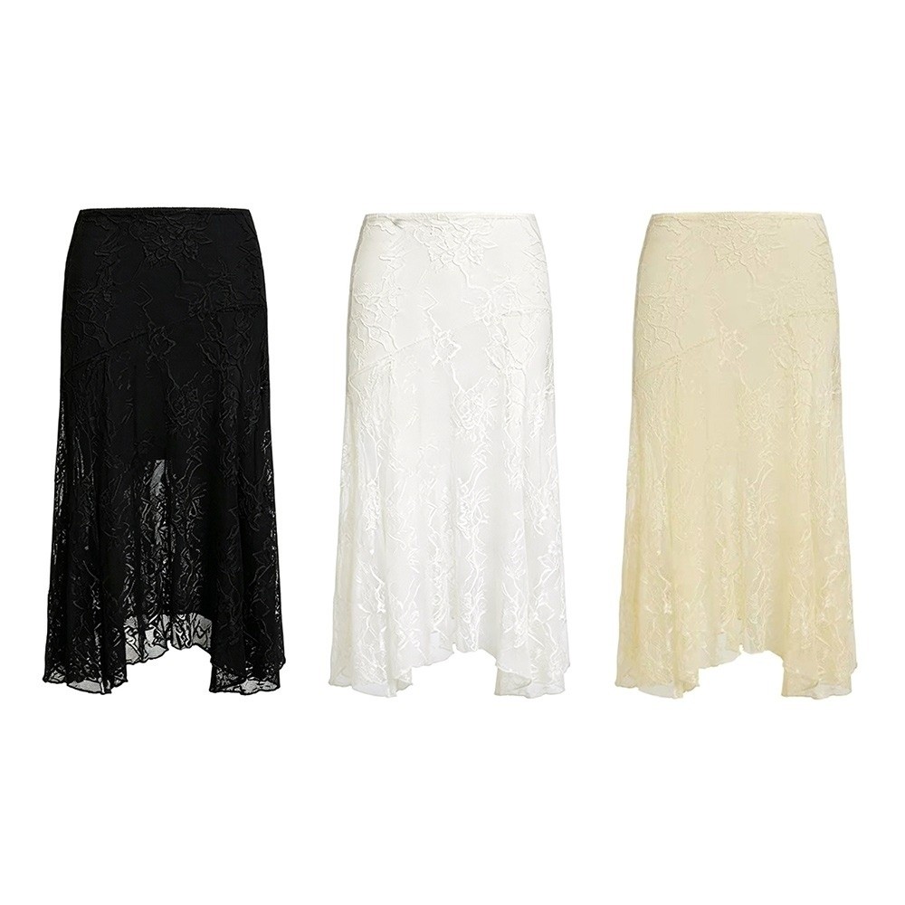 Solid Color Lace Beach Dress S - Midi Skirt Floral recension och pris